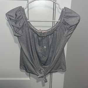 white and black stripe crop top